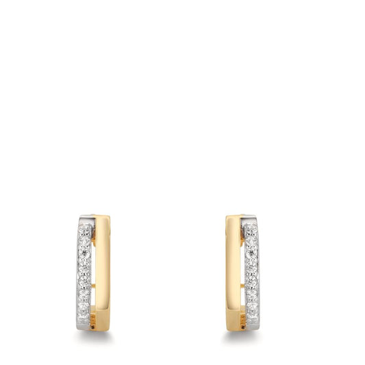 Orecchini circolari Oro giallo 375/9K Zirconia 16 pietra bicolore