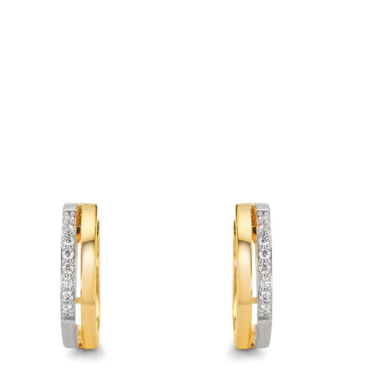 Orecchini circolari Oro giallo 375/9K Zirconia 16 pietra bicolore