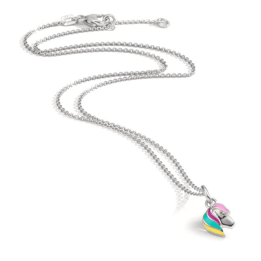 Catena con ciondolo Argento Zirconia rodiato Cavallo 36-38 cm