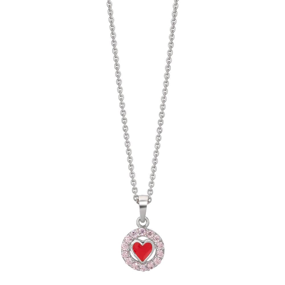 Catena con ciondolo Argento Zirconia rosa rodiato 36-38 cm