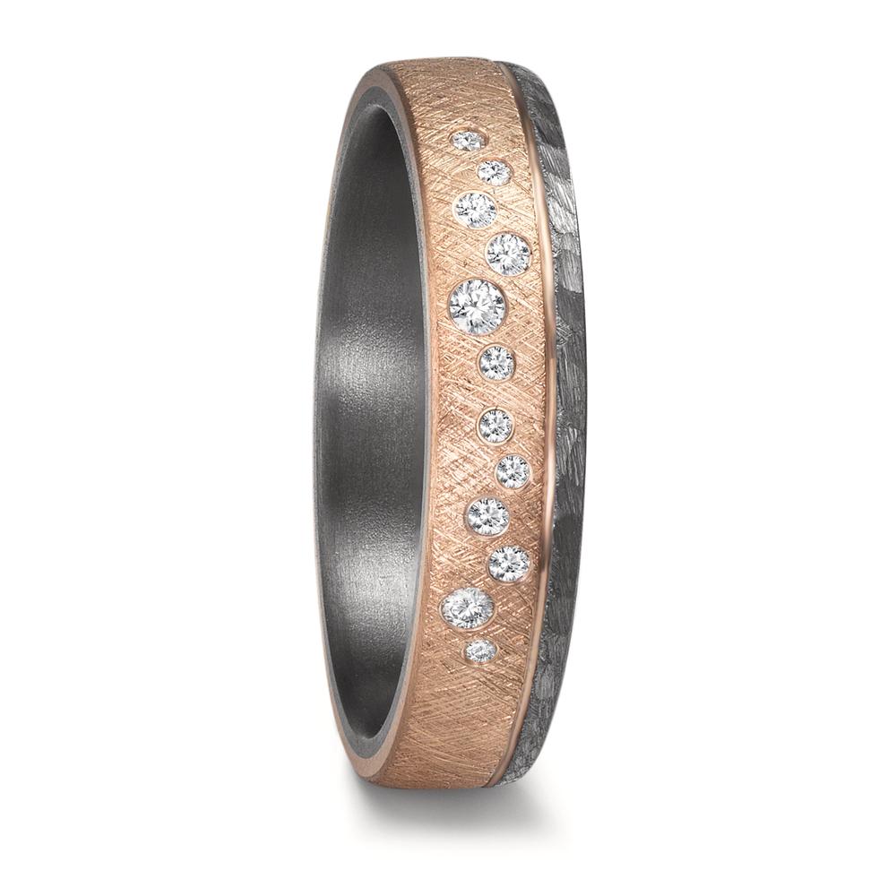 Anello del partner 999 Tantalio, Oro rosa 585/14 kt Diamante 0.105 ct, 12 pietra, w-si