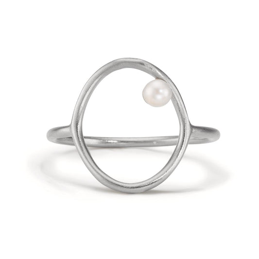 Anello Argento Perla coltivata d'acqua dolce bianco, 3 mm Ø14 mm