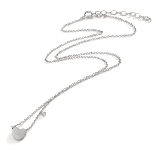 Collana Argento Zirconia bianco Cuore 42-47 cm