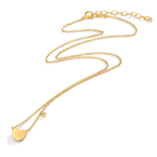 Collana Argento Zirconia bianco giallo dorato Cuore 42-47 cm