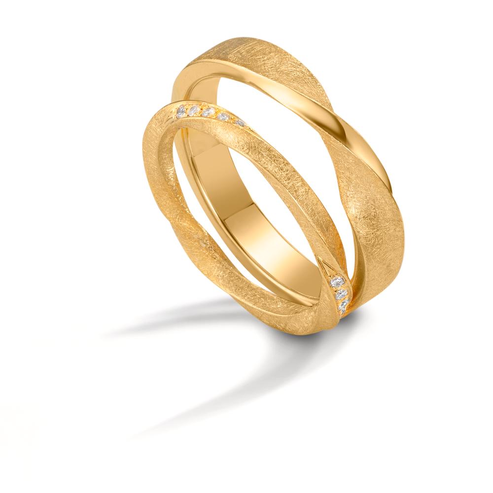 Anello del partner Oro giallo 750/18 carati Diamante 0.075 ct, 15 pietra, tw-vsi