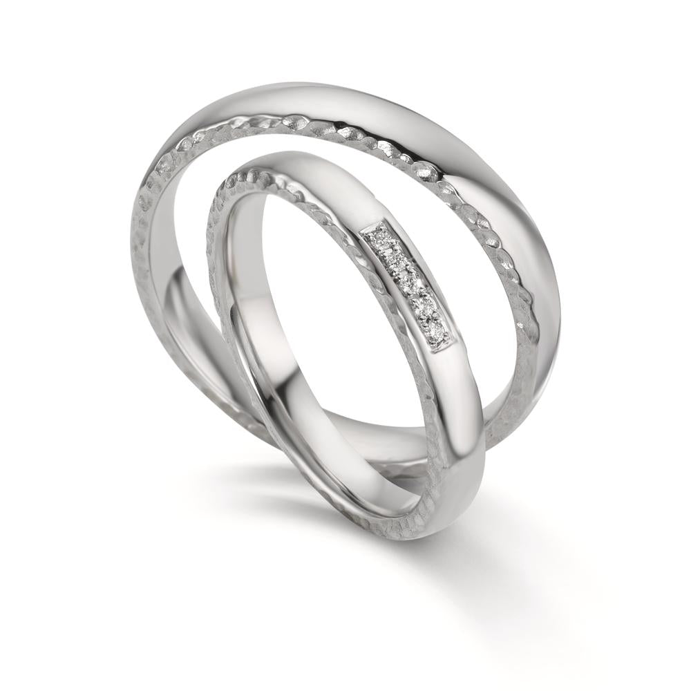Anello del partner Platino 950 Diamante 0.02 ct, 5 pietra, w-si