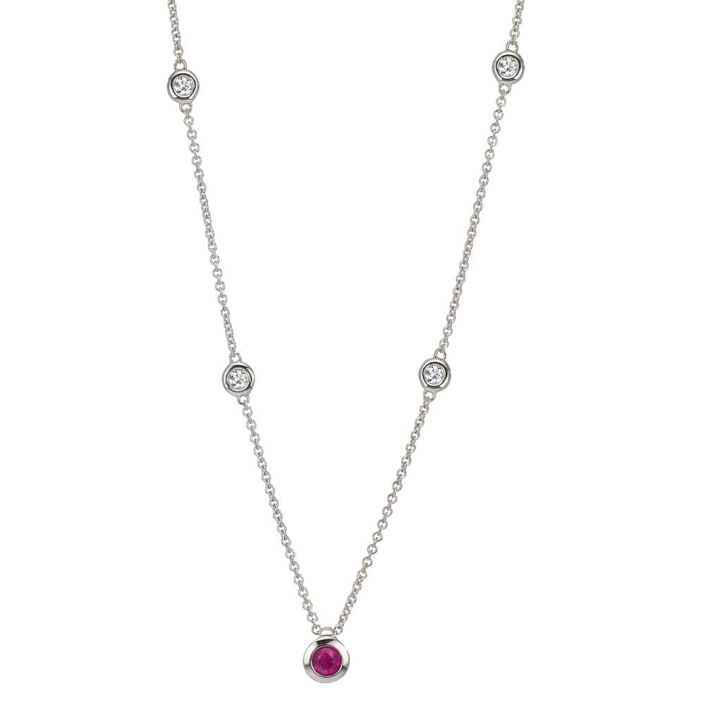 Collana Oro bianco 750/18 carati Diamante 0.14 ct, 4 pietra, w-si, Rubino 42-45 cm