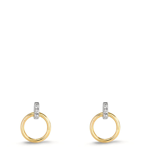 Orecchini a bottone Oro giallo 375/9K, Oro bianco 375/9K Zirconia 6 pietra