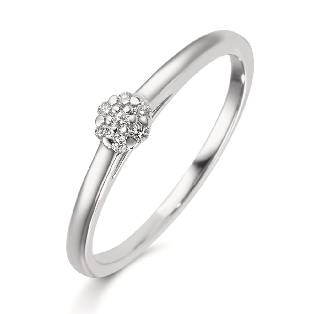 Anello Oro bianco 750/18 carati Diamante 0.06 ct, 7 pietra, w-si