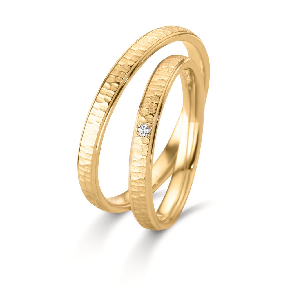 Anello del partner Oro giallo 750/18 carati Diamante 0.04 ct, w-si