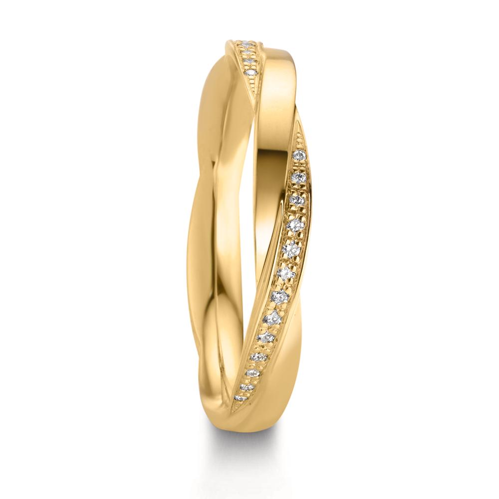 Anello del partner Oro giallo 750/18 carati Diamante 0.12 ct, 39 pietra, w-vsi