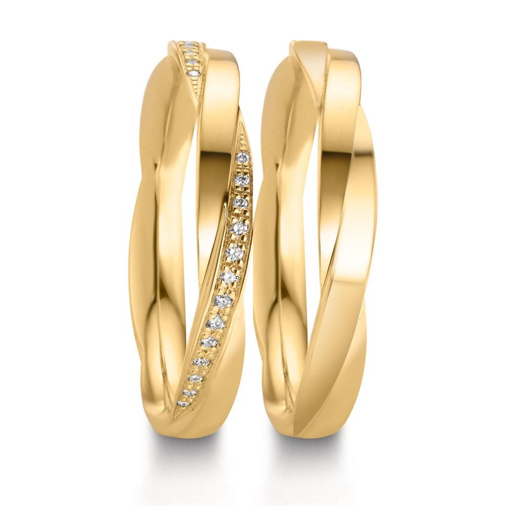 Anello del partner Oro giallo 750/18 carati Diamante 0.12 ct, 39 pietra, w-vsi
