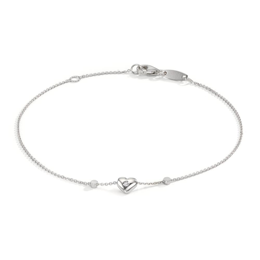 Bracciale Oro bianco 750/18 carati Zirconia 2 pietra Cuore 17-19 cm