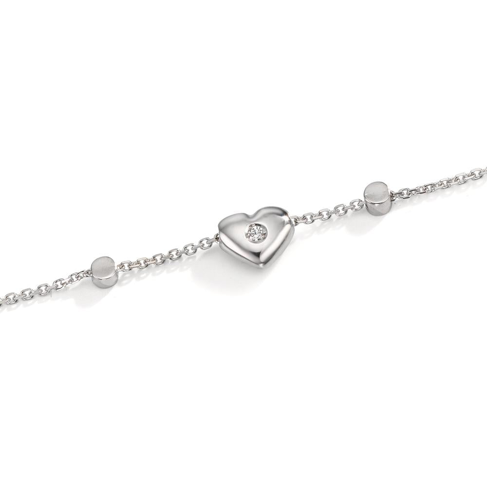 Bracciale Oro bianco 750/18 carati Zirconia 2 pietra Cuore 17-19 cm