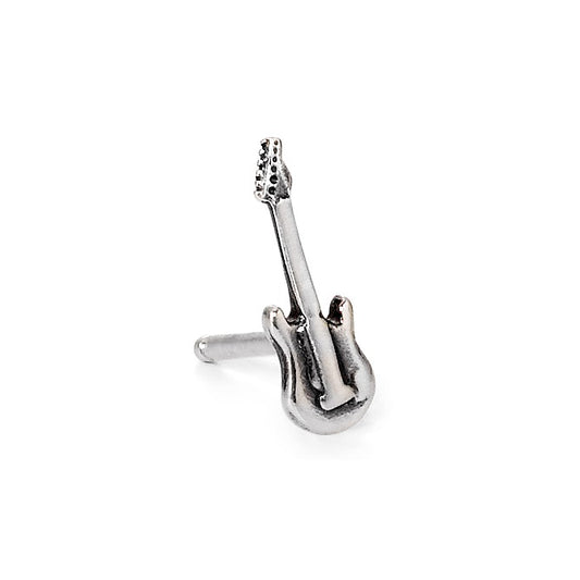 Orecchini a bottone 1 pz Argento patinato Chitarra