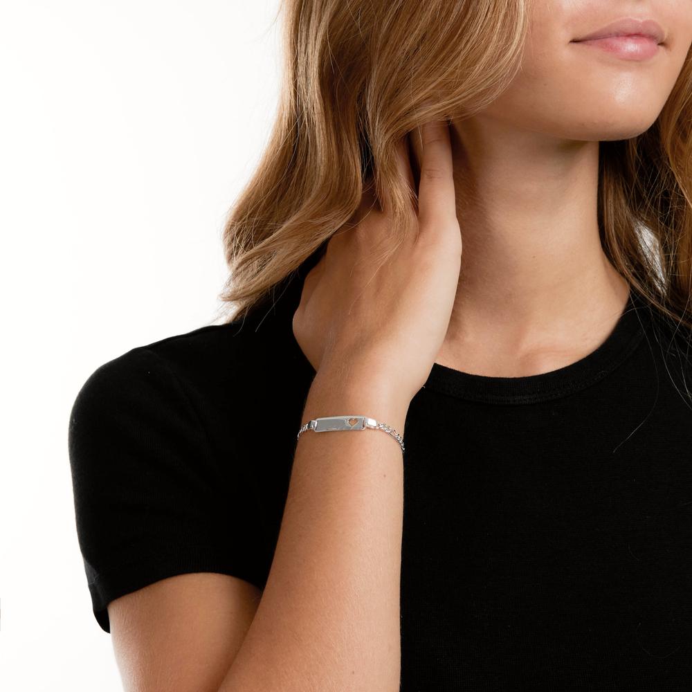 Bracciale con incisione Argento Cuore 18 cm