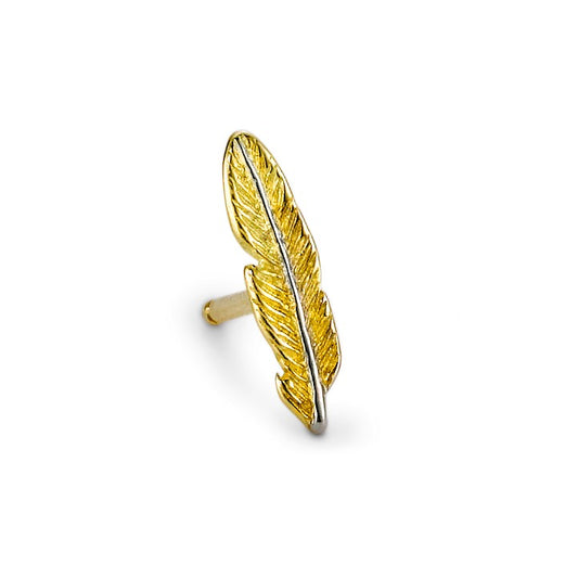 Orecchini a bottone 1 pz Oro giallo 750/18 carati Piuma