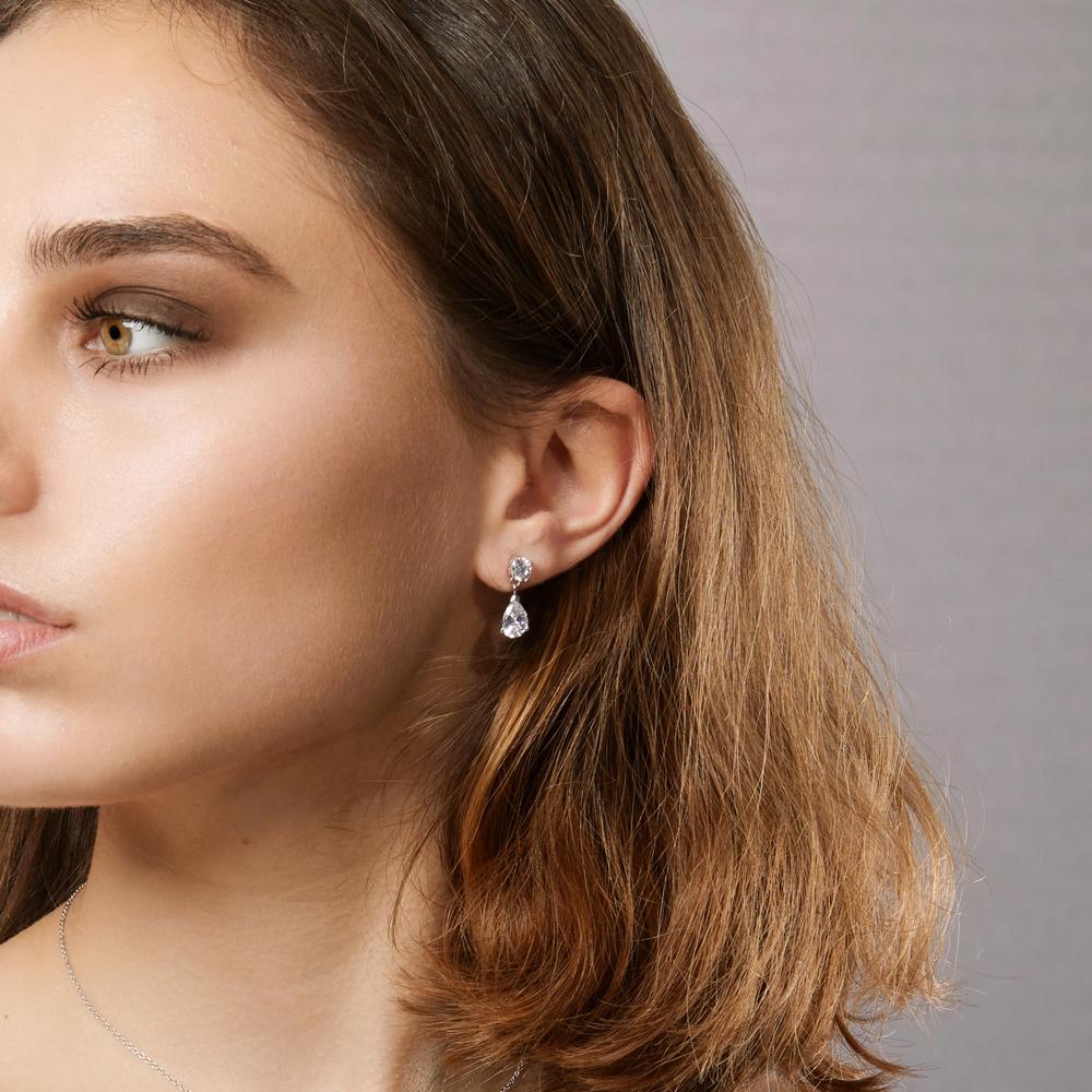 Orecchini Argento Zirconia 4 pietra rodiato