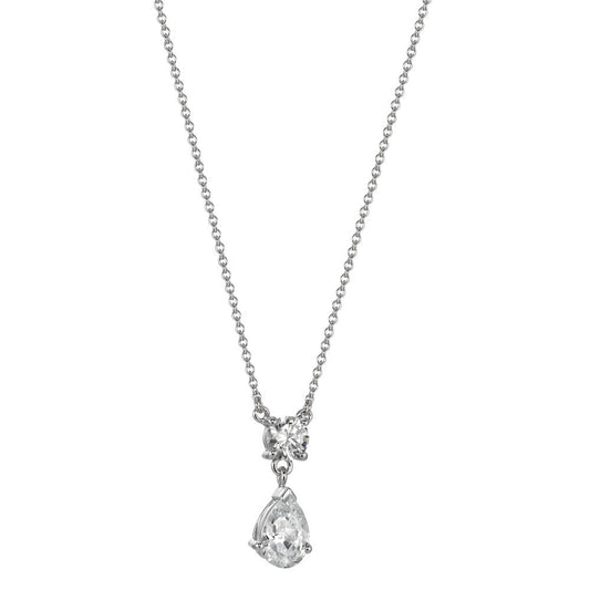 Collana Argento Zirconia bianco, 2 pietra rodiato 38-42 cm