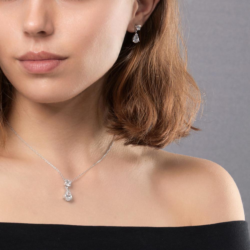Orecchini Argento Zirconia 4 pietra rodiato