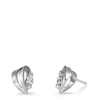 Orecchini a bottone Argento Zirconia 2 pietra rodiato