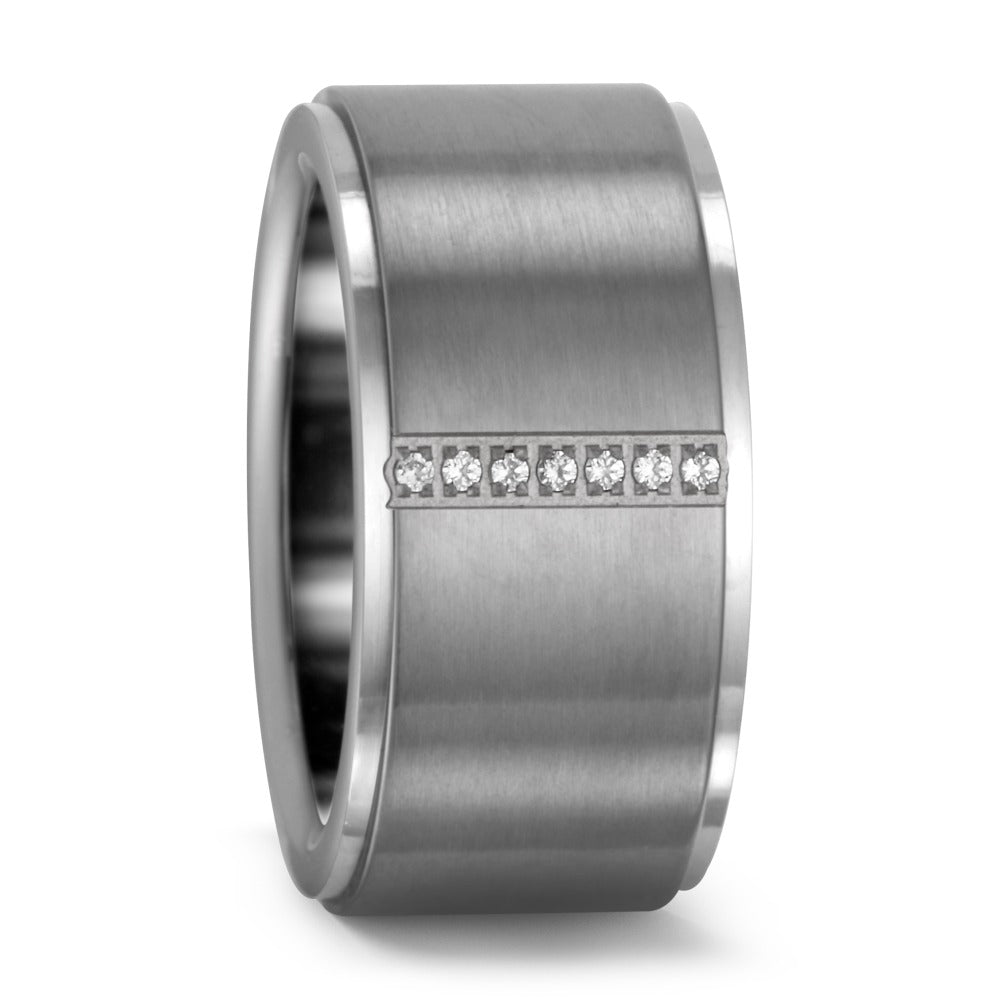 Anello Titanio Zirconia bianco, 7 pietra, [rund]