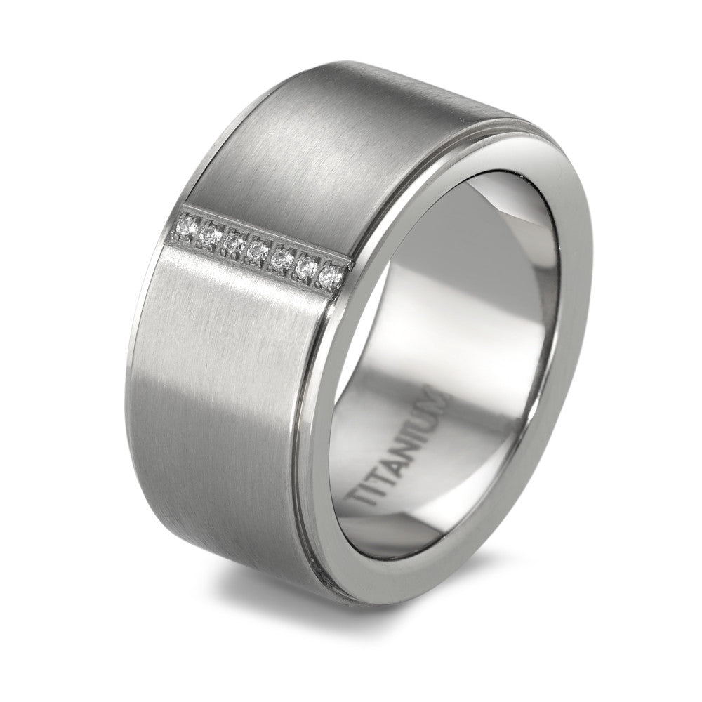 Anello Titanio Zirconia bianco, 7 pietra, [rund]