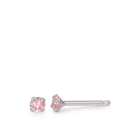 Orecchini a bottone Argento Zirconia 2 pietra rodiato Ø3 mm