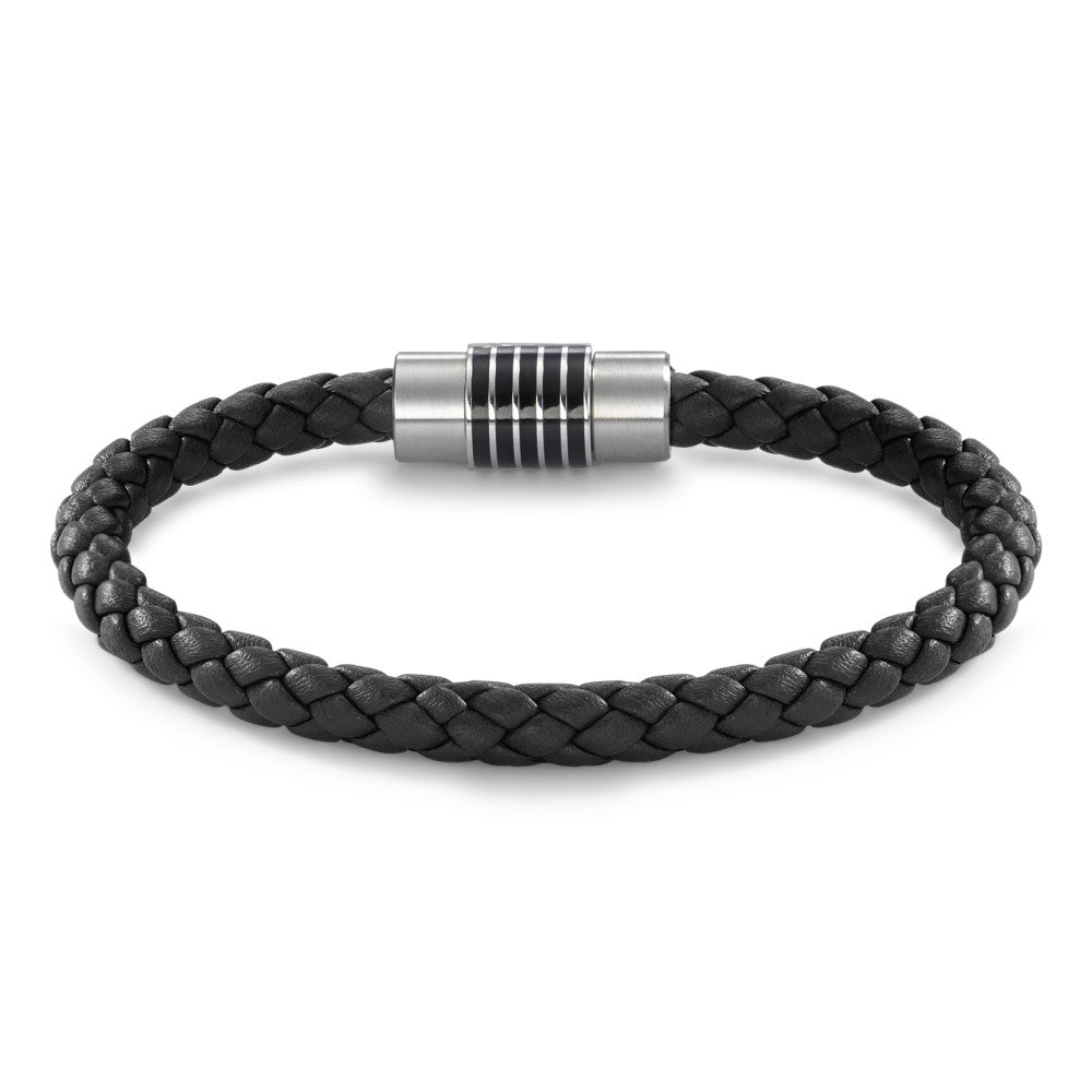 Bracciale Acciaio inossidabile, Pelle, Ceramica 21 cm Ø6.5 mm
