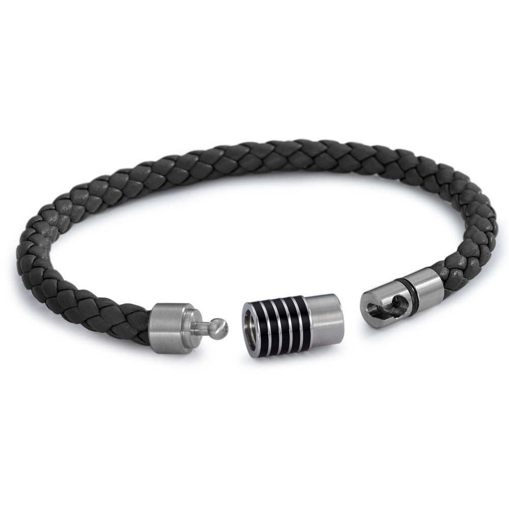 Bracciale Acciaio inossidabile, Pelle, Ceramica 21 cm Ø6.5 mm