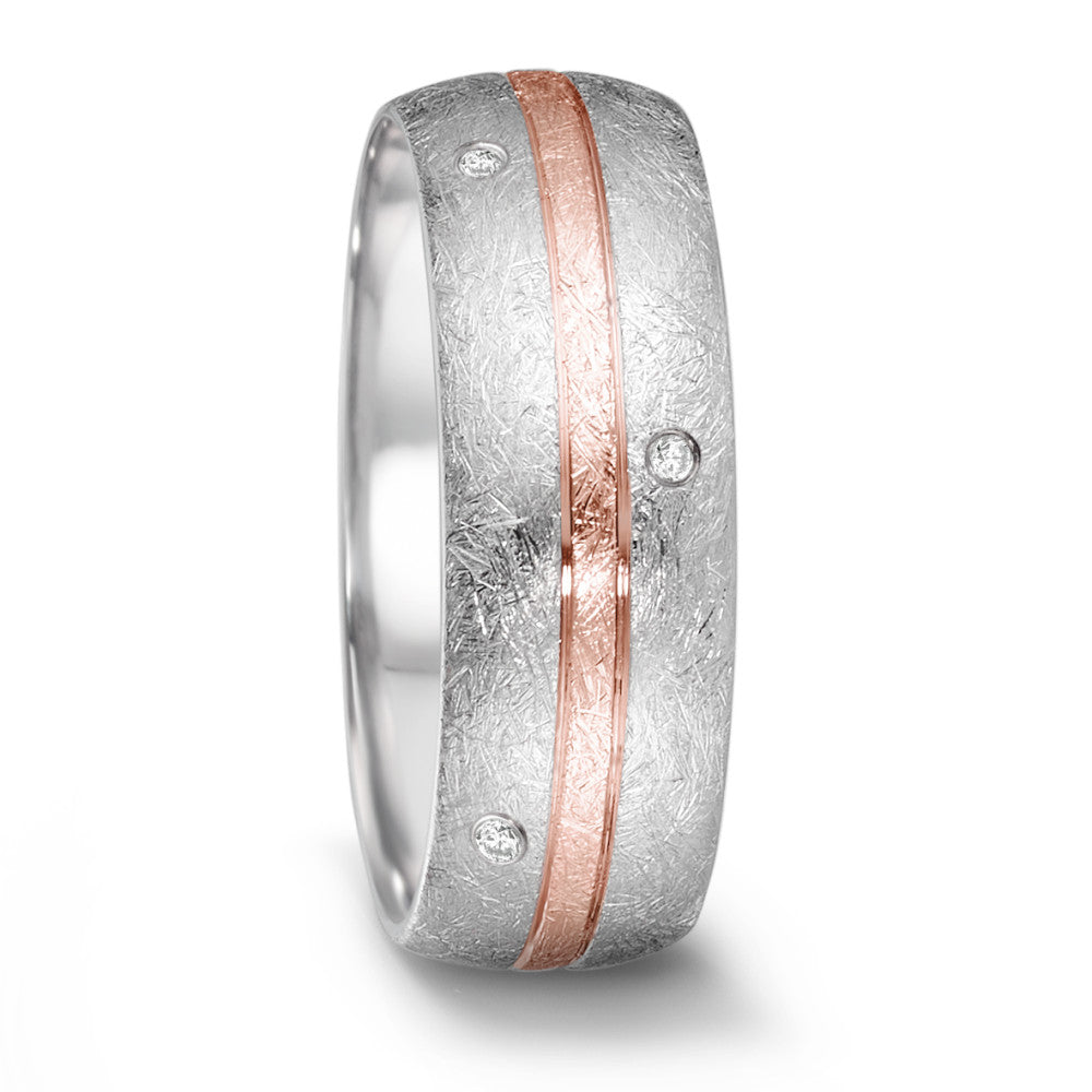 Anello Acciaio inossidabile, Oro rosa 750/18 carati Diamante 0.064 ct, 8 pietra, tw-si