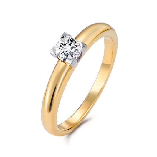 Anello solitario Oro giallo 750/18 carati Diamante 0.30 ct, w-si bicolore