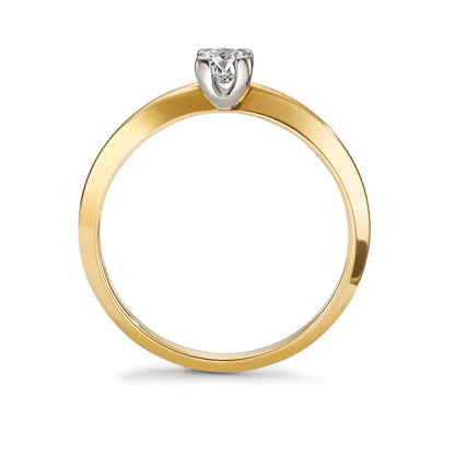 Anello solitario Oro giallo 750/18 carati Diamante 0.30 ct, w-si bicolore