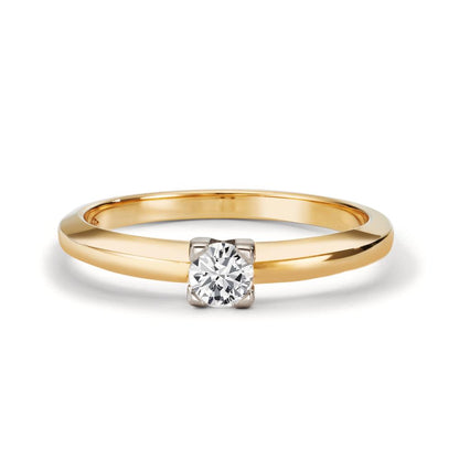 Anello solitario Oro giallo 750/18 carati Diamante 0.30 ct, w-si bicolore