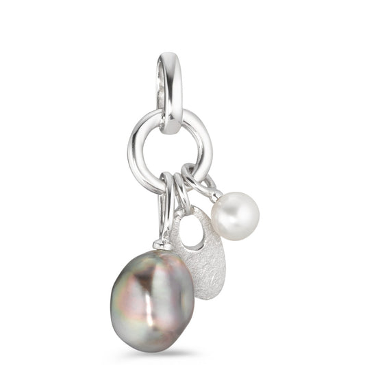 Ciondolo Oro bianco 750/18 carati Perla di Tahiti multicolore, 2 Perla