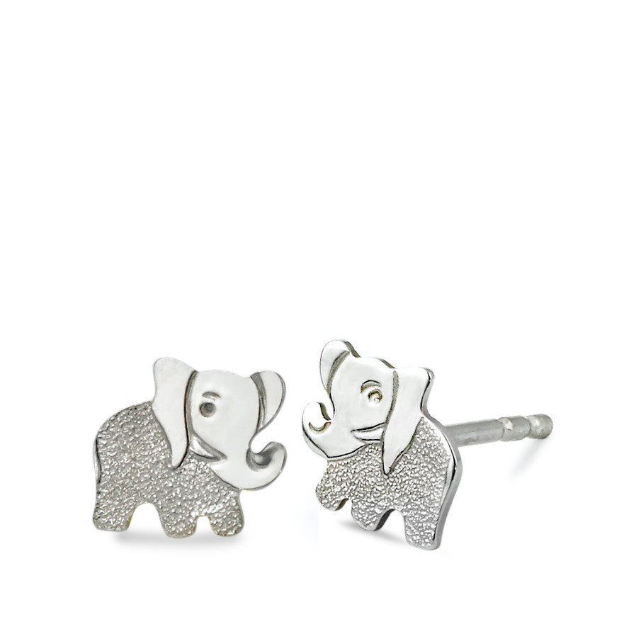 Orecchini a bottone Argento rodiato Elefante