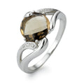 Anello Oro bianco 750/18 carati Diamante 0.04 ct, 6 pietra, w-si, Quarzo fumé
