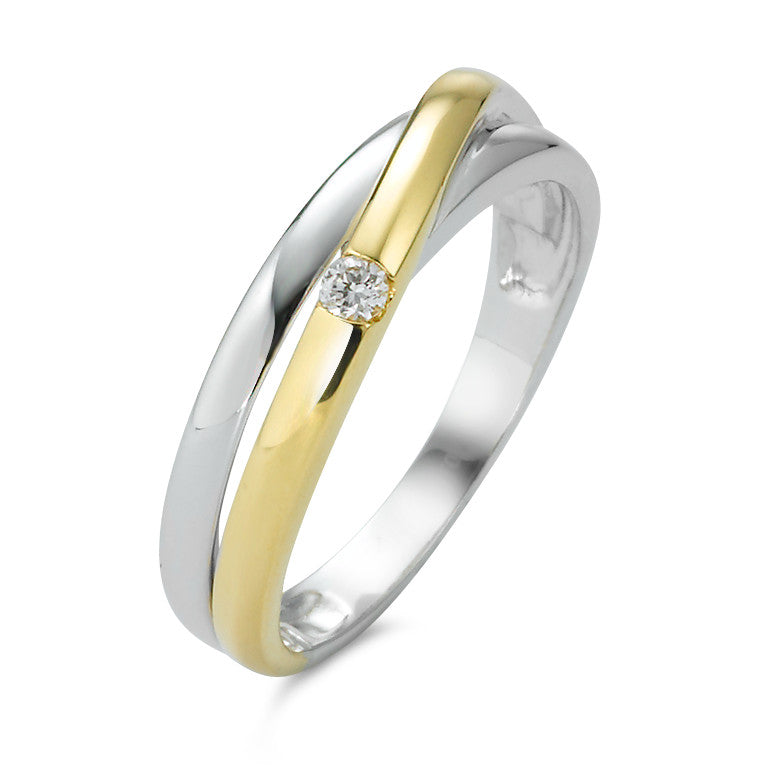 Anello Oro bianco 750/18 carati, Oro giallo 750/18 carati Diamante 0.05 ct, w-si