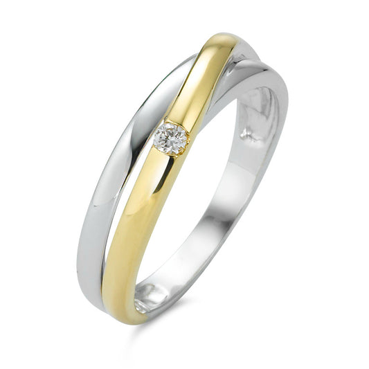 Anello Oro bianco 750/18 carati, Oro giallo 750/18 carati Diamante 0.05 ct, w-si