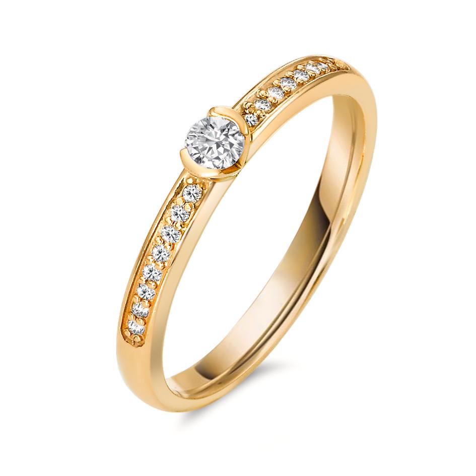 Anello solitario Oro giallo 750/18 carati Diamante 0.20 ct, 17 pietra, w-si