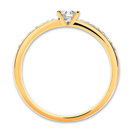 Anello solitario Oro giallo 750/18 carati Diamante 0.20 ct, 17 pietra, w-si