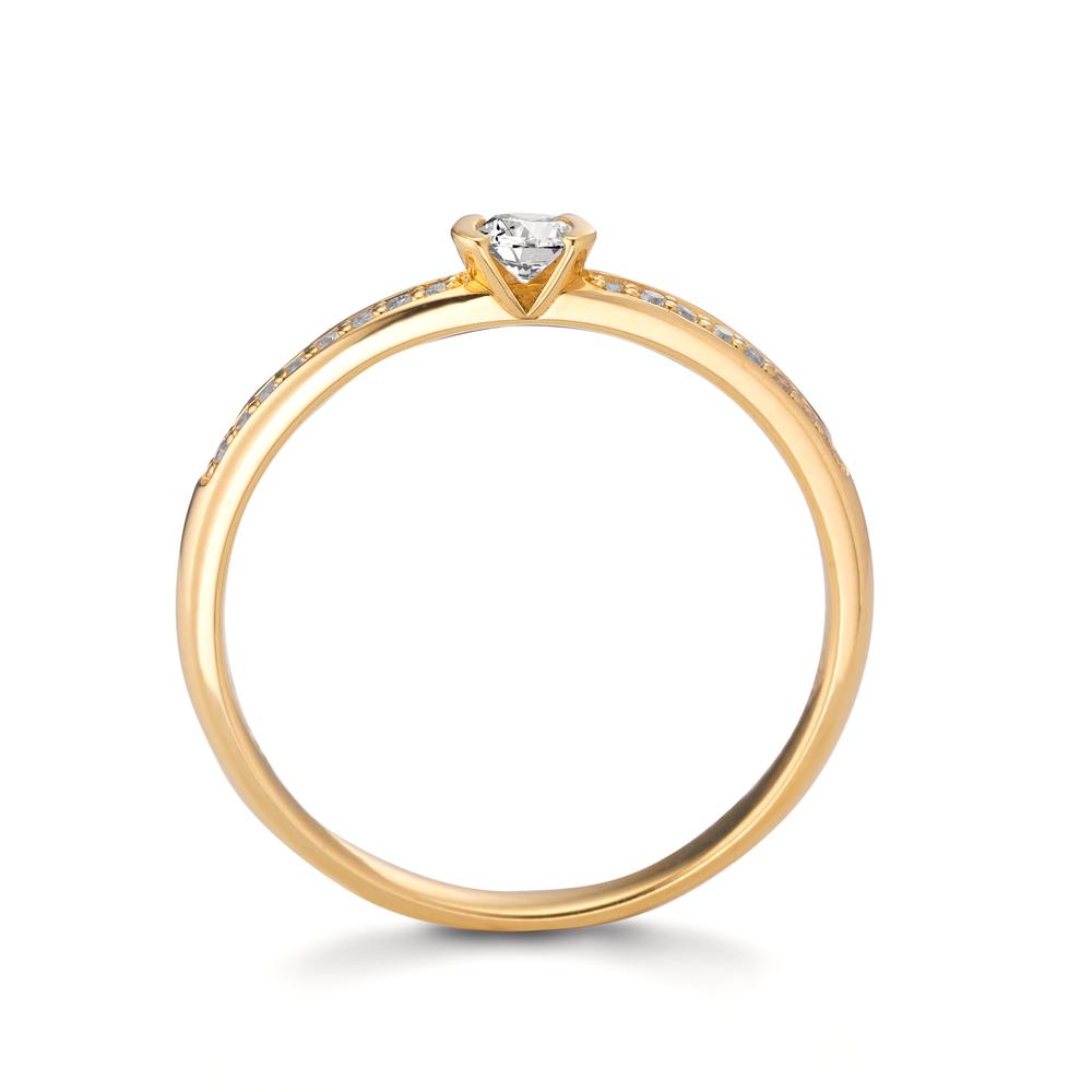 Anello solitario Oro giallo 750/18 carati Diamante 0.20 ct, 17 pietra, w-si