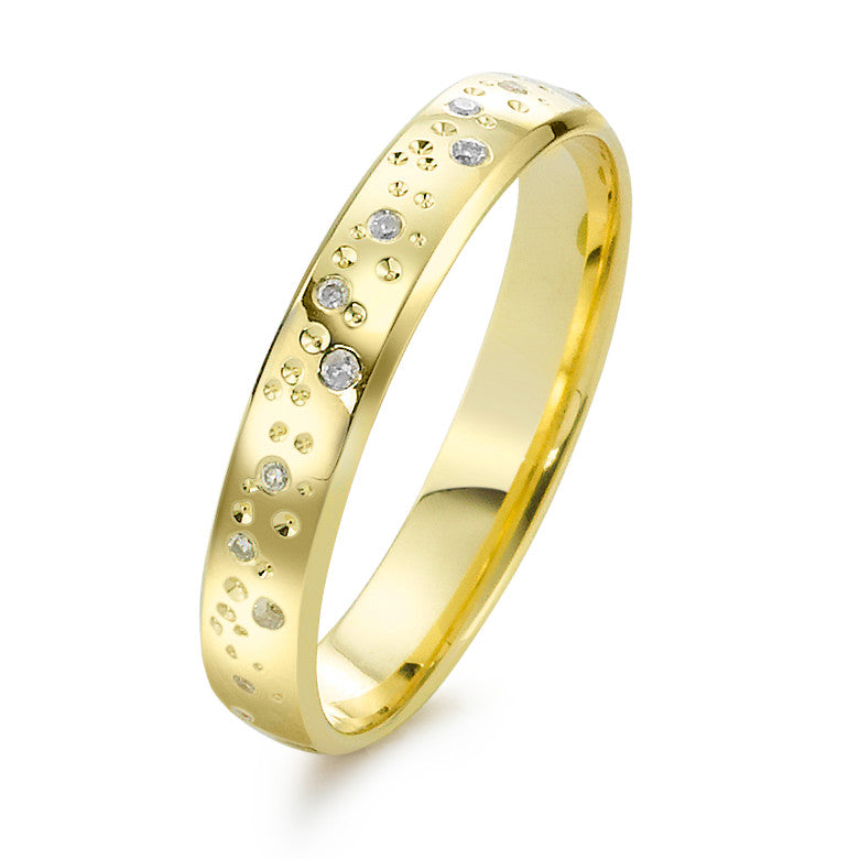 Anello Oro giallo 750/18 carati Diamante 0.13 ct, 24 pietra, w-si