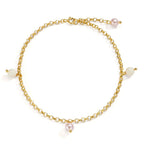 Cavigliera Bronzo dorato [shining Pearls], 4 Perla, 6 mm 26 cm