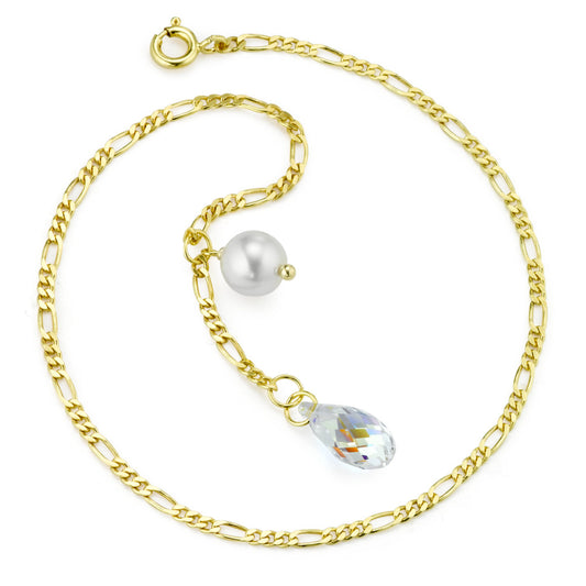 Cavigliera AM doppio dorato [shining Pearls] bianco, 8 mm 24-26 cm Ø6.5 mm