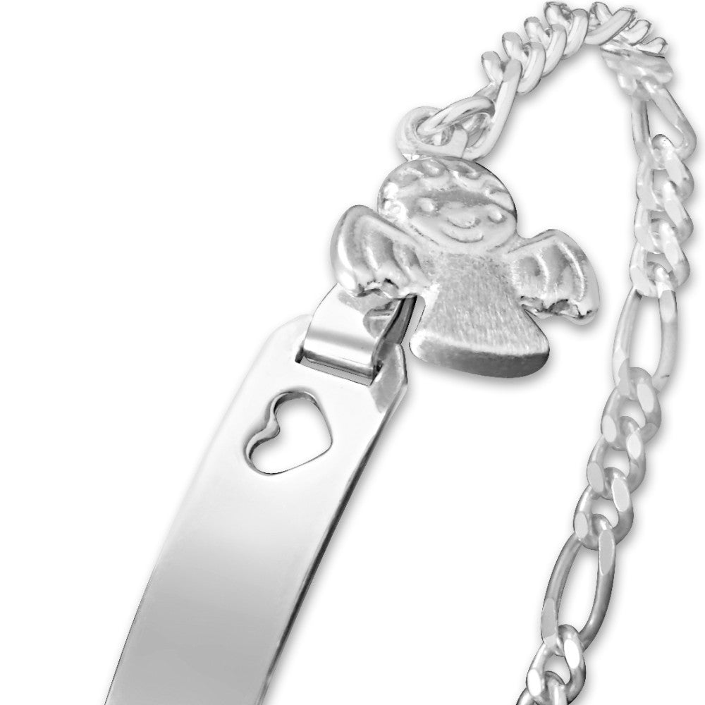 Bracciale con incisione Argento Angelo 12-14 cm Ø9 mm