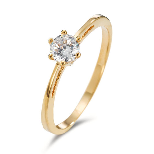 Anello solitario AM doppio Zirconia 5 mm dorato