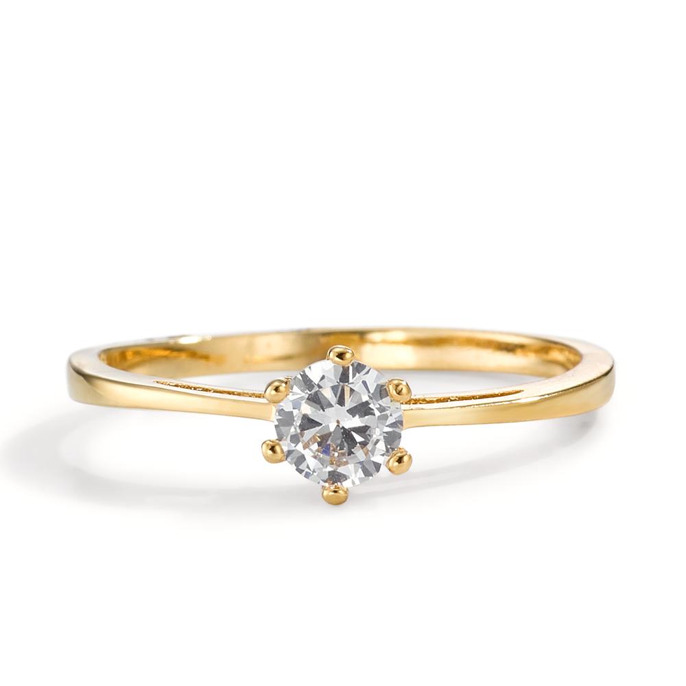 Anello solitario AM doppio Zirconia 5 mm dorato