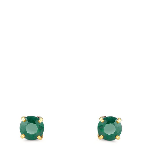 Orecchini a bottone Oro giallo 750/18 carati Smeraldo 2 pietra Ø3.5 mm