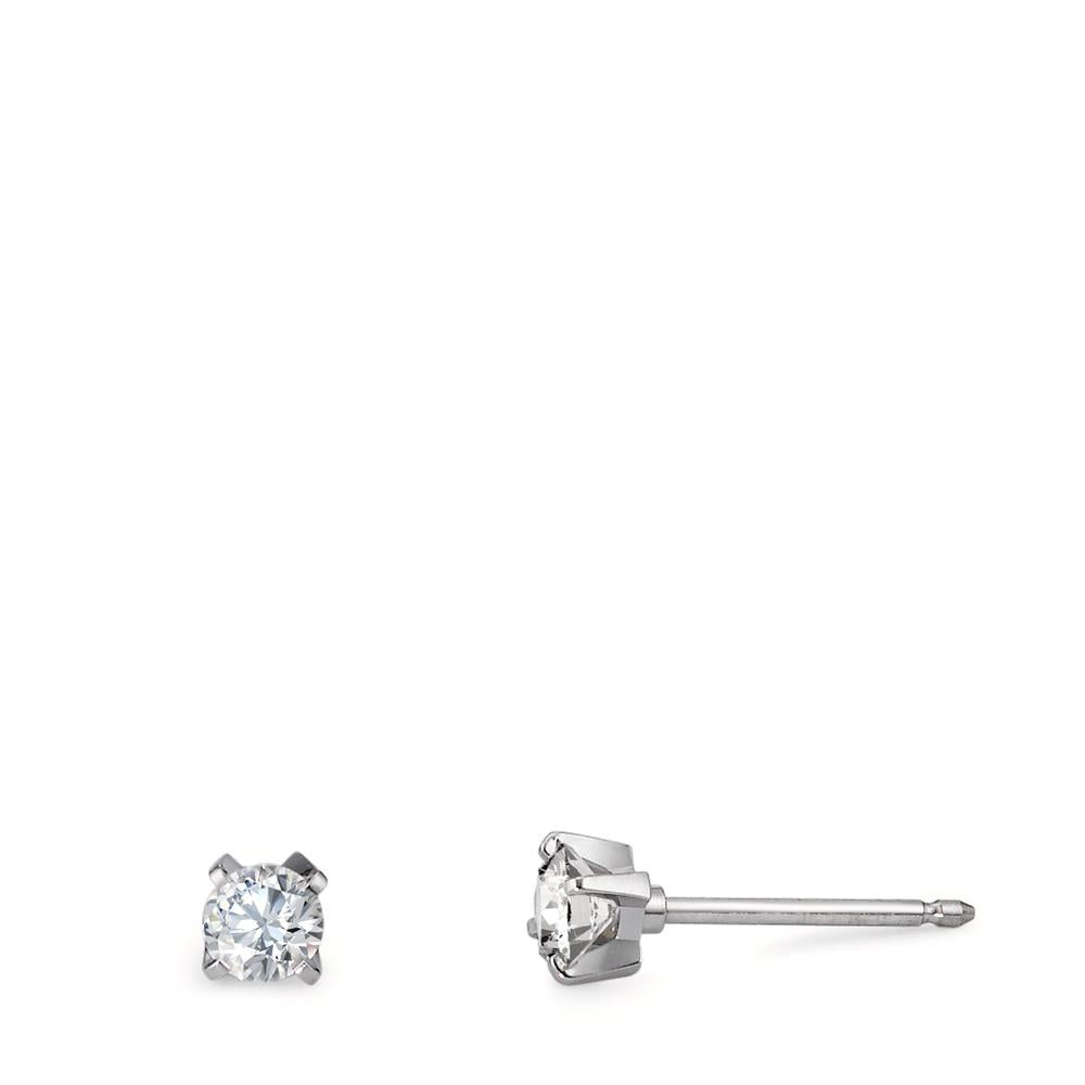 Orecchini a bottone Oro bianco 750/18 carati Diamante 0.20 ct, 2 pietra, w-si Ø3 mm